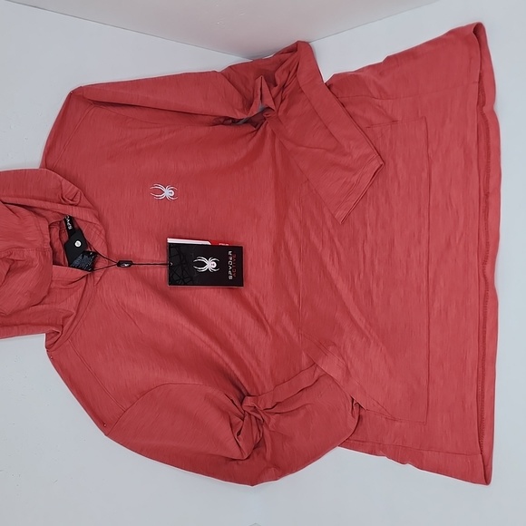 SPYDER ACTIVE MEN'S LARGE TSHIRT WITH HOODIE, RED COLOR - Picture 5 of 13